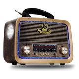 Rádio Retro Vintage Antigo Am Fm Mp3 Lanterna Recarregável