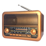 Rádio Retrô Vintage C/ Bluetooth Am Fm Usb Portátil 3177
