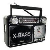 Rádio Retrô Vintagê Com Relógio Recarregável Usb Bluetooth Cor Preto 110v/220v