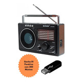 Radio Zona Rural 11 Faixas Pendrive Am/fm + Brinde Pen Drive