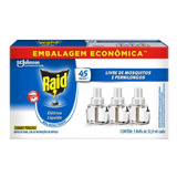 Raid Repelente Elétrico 45 Noites C/3 Refil Líquido 