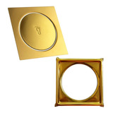 Ralo Click C/ Caixilho Inox Dourado 15x15 Cm