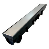 Ralo Linear 6x50 Preto Inox Oculto Liso Continuo Sifonado 