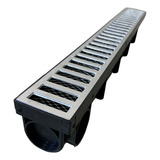 Ralo Linear Seca Piso 7x50cm Grelha Alumínio Sifonado + Tela