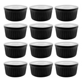 Ramekin Grande De Porcelana 210ml Preto Hotel Buffet Molho