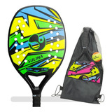 Raquete Beach Tennis Sulina Thunder Fibra Com Capa E Bola