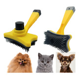 Rasqueadeira Escova Tira Pelos Mortos Removedo Gato Cães Pet Cor Amarelo