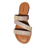 Rasteirinha Chinelo Palmilha Confort Gliter Camaleão 33 A 40