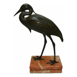Rdf01707 - Escultura Antiga Bronze - Garça Italiana 