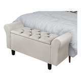 Recamier Baú Banco Divã Lara 1,50m Retro Para Quarto Sala Sapateira Moderno Bege N&e
