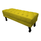 Recamier Baú Capitonê Suede Amarelo 1,00m