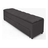 Recamier Baú Divã Com Gaveta Sapateira Paris 1,50m Para Quarto E Sala Retro Luxo Banco Moderno Cinza