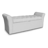 Recamier Baú Egeo Cama Casal 158x51 Corino Branco
