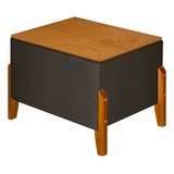 Recamier Baú Puff Retro Pés Madeira Decorativo Moderno Closet Tampo Em Madeira Para Sala E Quarto Sapateira Marrom
