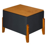 Recamier Baú Puff Retro Pés Madeira Moderno Decorativo Closet Tampo Em Madeira Para Sala E Quarto Sapateira Cinza