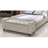 Recamier Baú Sara 130cm P Cama Queen Captone Pé De Madeira