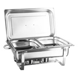 Rechaud Inox 13 Litros 2 Cuba Gn 1/2x100 E Tampa Removível