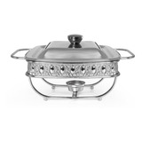 Rechaud Vidro Clássico Quadrado Com Tampa Inox Gourmet Mix