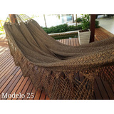 Rede De Dormir Descanso Casal Luxo Bucho De Boi Reforçada Cor Marrom Mesclado - Modelo 25