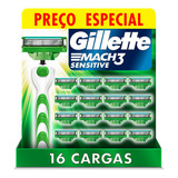 Refil Para Aparelho De Barbear Mach3 Sensitive 16un Gillette