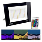 Refletor Colorido 200w Rgb Holofote Aaatop Com Controle Cor Da Carcaça Preto 110v/220v