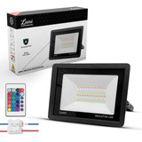 Refletor Led Holofote Flex 200w Bivolt Prova D'água Cor Da Luz Colorido Preto Rgb Lumi