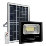 Refletor Solar Led Holofote 400w Placa Bateria Prova Dágua Carcaça Preto Luz Branco-frio