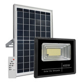 Refletor Solar Led Holofote 400w Placa Bateria Prova Dágua Carcaça Preto Luz Branco-frio