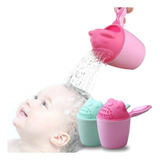 Regador Infantil Copo Banho Lavar Cabelo Bebê Seguro Rosa