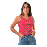 Regata Kit 3 Pçs Alça Larga Estampada Crepinho Botões Verão