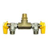 Registro Duplo Para 02 Mangueira Flexível 1/2 Latão Aço Inox