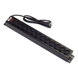 Régua Extensora 12 Tomadas 10a 0091000001 - Force Line Cor Preto Voltagem 127v/220v