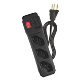 Régua Filtro De Linha 3 Tomadas Bivolt Com Proteção E Chave 127v/220v