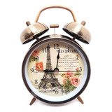 Relógio 16cm Sino Martelinho Despertador Estilo Retrô Le8122 Cor Marrom