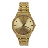 Relógio Atlantis Analógico Dourado Resistente À Água Slim