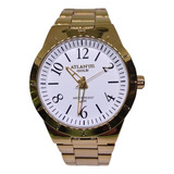 Relógio Atlantis Goldanalógico Dourado Resistente À Água 50m