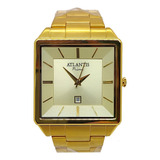 Relógio Atlantis Prime Quadrado Dourado 50m