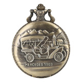 Relógio Bolso Carro Antigo Mercedes Corrente Vintage Bronze