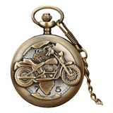 Relógio Bolso Motociclismo Motoclube Corrente Vintage Bronze