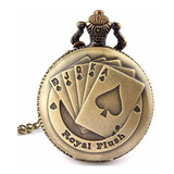 Relógio Bolso Vintage Poker Royal Flush C/corrente Oferta