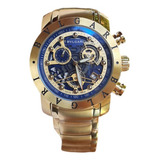 Relógio Bulgari Eskeleton Banhado A Ouro 18k/ Prata