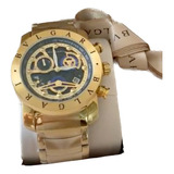 Relógio Bvgari Dourado Esqueleto Luxo Com Caixa Original
