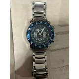 Relógio Bvgari Prata Azul Linha Diamante 1o Linha Aço Inoxd.