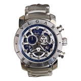 Relógio Bvlgari Skeleton Nuclearneapon Prata Fundo Azul