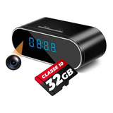Relógio Camera Espião Despertador De Mesa 1080p Wifi + 32gb