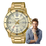Relógio Casio Masculino Analógico Dourado Mtp-vd01g-9evudf