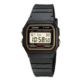 Relógio Casio Masculino Quadrado F-91wg-9qdf Cor Da Correia Preto Cor Do Bisel Dourado Cor Do Fundo Dourado