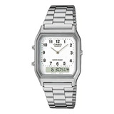 Relógio Casio Unissex Vintage Aq-230a-7bmq Cor Da Correia Prata