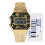 Relógio Casio Vintage Retro A168wegc-3df Dourado Camuflado