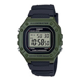 Relógio Casio W-218h-3av Caixa Verde Crono Data Luz Wr50m
